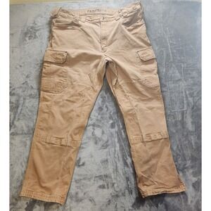 Duluth Pants Mens 44x32 Beige Relaxed Flex Firehose Canvas Cargo Work